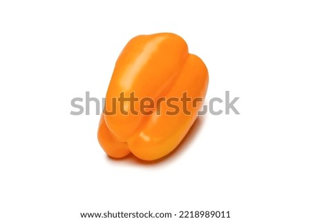 Orange bell pepper isolated on a white background. Top view.  Copy space.