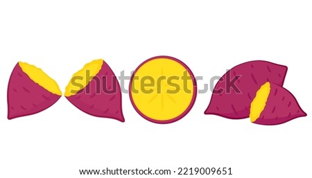 Sweet potato. Organic healthy vegetable. Fresh natural root. Made in vector cartoon flat style. Roasted sweet potato. Japanese Sweet potato. Royalty-Free Stock Photo #2219009651