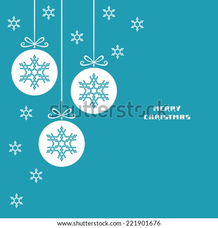 Vector christmas ball with snowflakes. Greeting, invitation card with decoration. Simple illustration for print, web