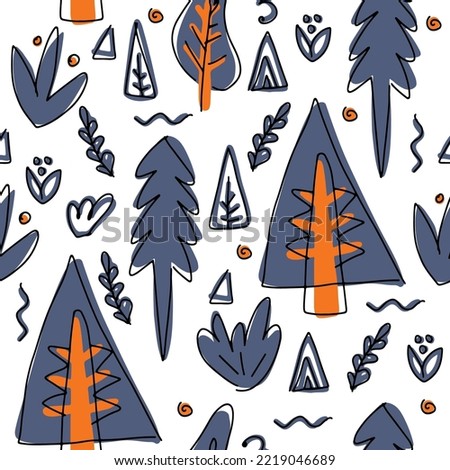 Vector seamless pattern on the folk art style with bird. Ornament illustration, doodle decoration to wrap paper, wall design, mobile background

