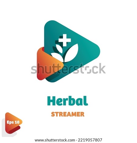 Design logo creative triangle and herbal medicine