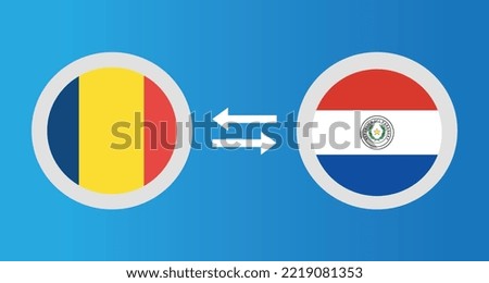 round icons with Chad and Paraguay flag exchange rate concept graphic element Illustration template design
