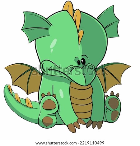 Illustration vector graphic of a green baby dragon