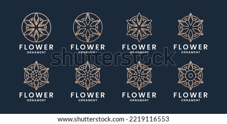 set of luxury monogram flower ornament logo design with golden color