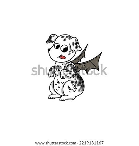 Cute puppy with a pumpkin celebrating Halloween. Cartoon symbol of the Halloween holiday concept. Flat illustration.