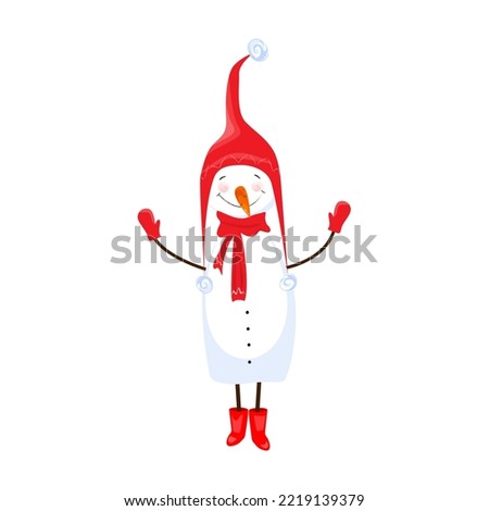 Funny snowman.Christmas and New Year design element Vector illustration.