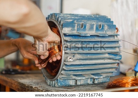 Collection of industrial electric motor repairs Royalty-Free Stock Photo #2219167745