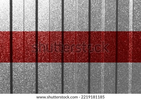 Textured flag of Belarus on metal wall. Colorful natural abstract geometric background with lines.