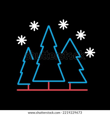 Snow forest vector isolated on black background icon. Winter sign. Graph symbol for travel and tourism web site and apps design, logo, app, UI