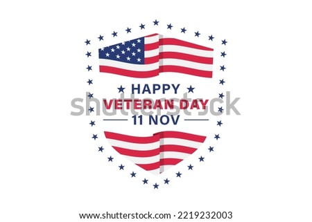 Veteran day vector badge with american flag shield shape