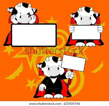 cow with halloween vampire costume in vector format very easy to edit