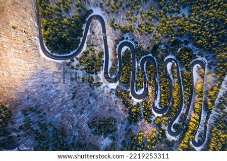 One of the most beautiful zig zag roads Royalty-Free Stock Photo #2219253311