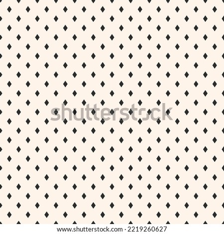 Simple vector minimalist seamless pattern with small diamonds, rhombuses. Black and white minimal background. Abstract monochrome geometric texture. Repeat geo design for decor, print, embossing, wrap
