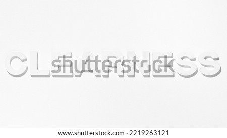 Clearness - Single word among white empy space. High key black and white photography Royalty-Free Stock Photo #2219263121