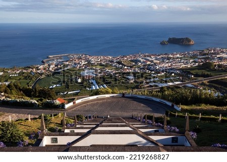 View from Ermida de Nossa Senhora da Paz to Vila Franca do Campo, island of Sao Miguel, Azores, Portugal Royalty-Free Stock Photo #2219268827