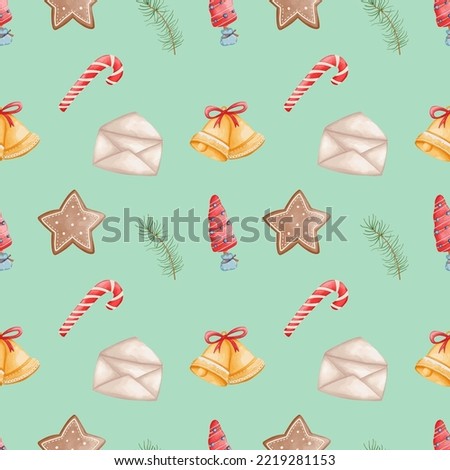 Watercolor Christmas ornament Seamless Pattern Background
