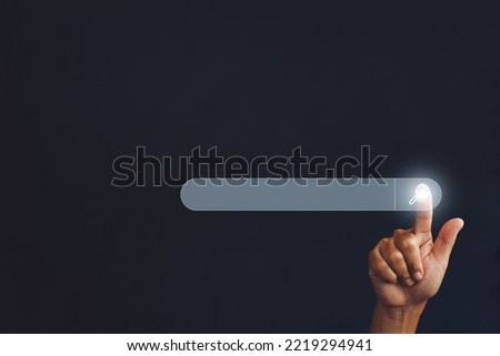 Search Browsing Internet web, cyberspace and technology Concept.  Man using search button on virtual screen searching information data ,website,networking,research keyword with Search Bar icon.