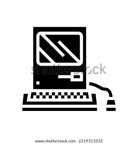 computer pc retro gadget glyph icon vector. computer pc retro gadget sign. isolated symbol illustration