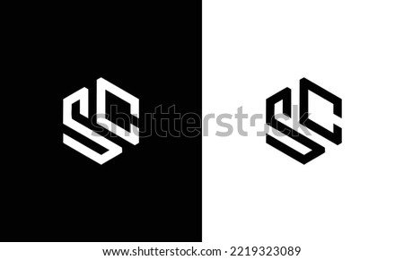 abstract simple letter sc geometric logo vector