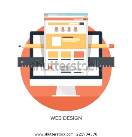 Abstract flat vector illustration of web design and development concepts. Elements for mobile and web applications. Royalty-Free Stock Photo #221934598