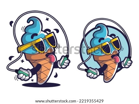 Ice cream cartoon mascot illustration
