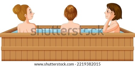 Women in hot tub spa illustration