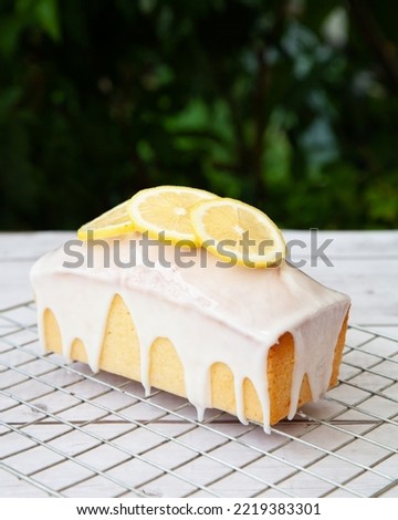Homemade Lemon pound cake with icing glazed