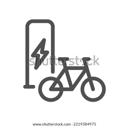Bicycle and transportation icon outline and linear vector.