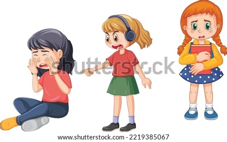 A girl abused by other kids illustration