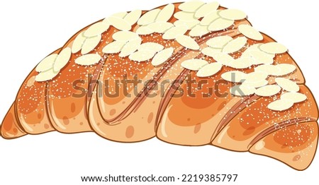 Isolated delicious French almond croissant illustration