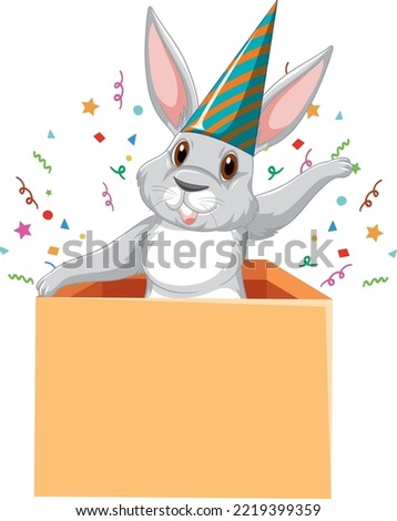 Cute grey rabbit cartoon character illustration