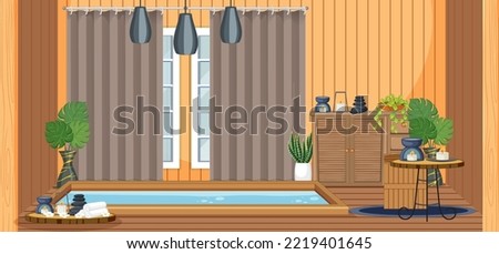 Interior spa room scene illustration