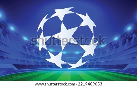 art design modern star banner poster stadium sport light blue fans base Royalty-Free Stock Photo #2219409053