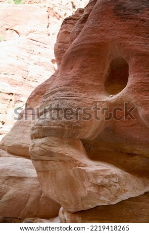 Petra, Jordan, November 2019 - A close up of a rock