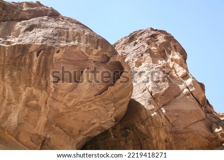 Petra, Jordan, November 2019 - A canyon with a mountain in the background