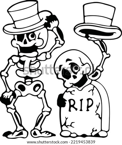 Skeleton With Hat RIP Silhouette