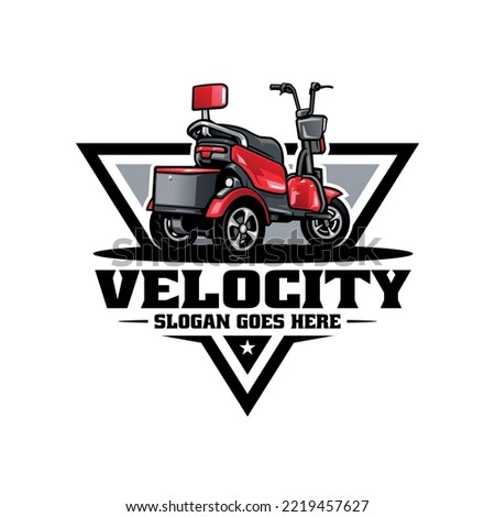 red electric scooter three wheels moped logo vector