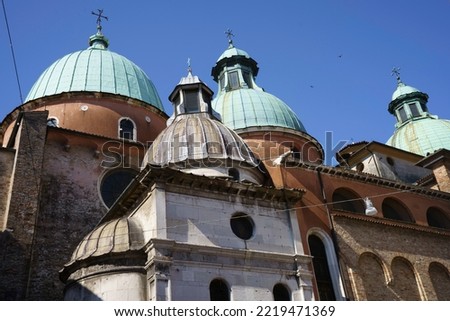 Exterior of historic buildings in Treviso, Veneto, Italy. The Duomo