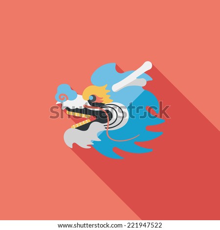 Chinese New Year flat icon with long shadow,eps10,The dragon and lion dancing head