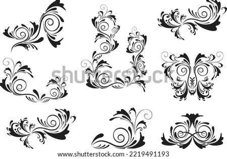 collection of decorative swirls, dividers. Vector calligraphic objects for wedding invitations, greeting cards, and certificate designs. set of classic lines and borders. A set of vector illustrations
