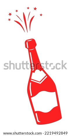 Champagne bottle illustration isolated. Christmas vector flat icon isolated