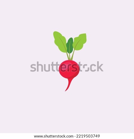 Red Radish whit green illustration Vegetable white Background