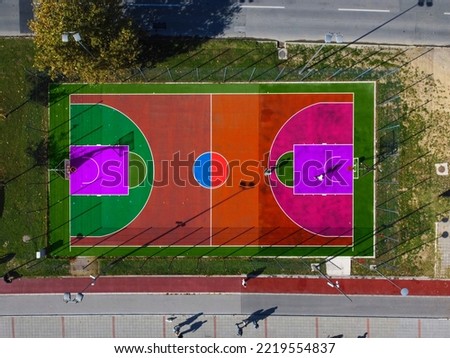 Vibrant basketball court in a city