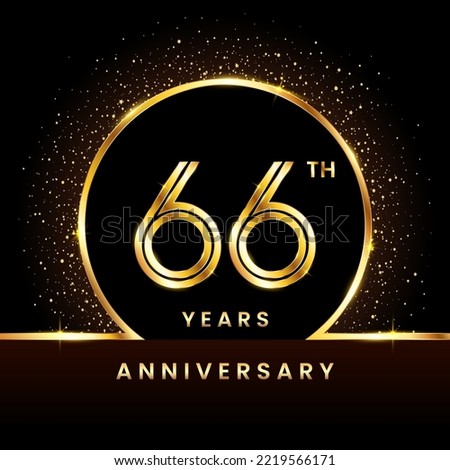 66th Anniversary Logotype. Golden Anniversary template design for celebration event, invitation card, greeting card, flyer, banner, poster, double line logo, vector illustration