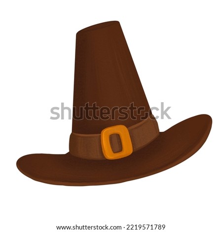 Pilgrim hat clip art, thanksgiving day clip art, autumn holiday, fall, seasonal clip art, isolated on white background, suitable for prints, postcards, stickers, patterns, website elements