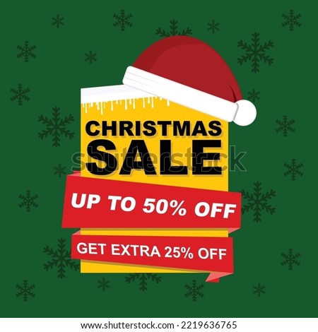 Merry Christmas sale promotion poster vector illustration.