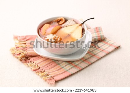 Sydney Apple  Fig Pork Bone Soup served in a dish isolated on napkin side view of hong kong food