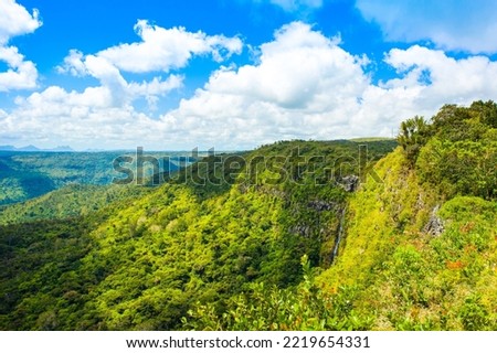 Beautiful landscape of The Black River Gorges National Park and waterfall in Mauritius island