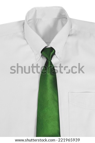 Closeup image of shirt and necktie on white background
