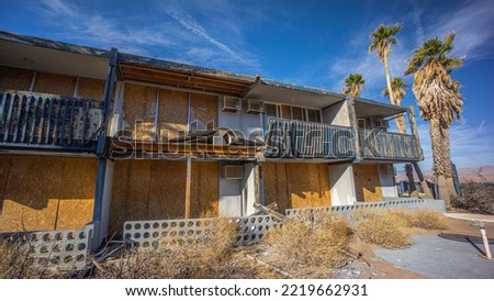 Abandoned Motel Building At Echo Bay Nevada - Lake Mead National Recreation Area Campgrounds and Marinas Royalty-Free Stock Photo #2219662931